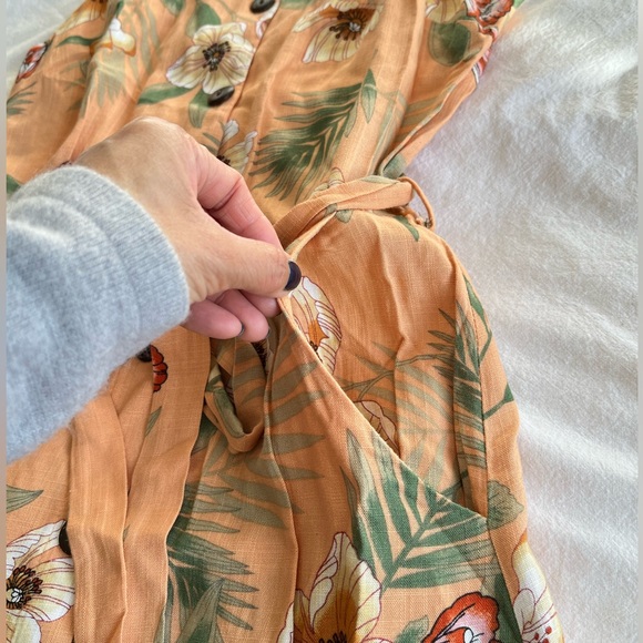 Monteau Los Angeles Tropical Floral Button-Front Midid Dress Sz M Cottagecore - Picture 9 of 16